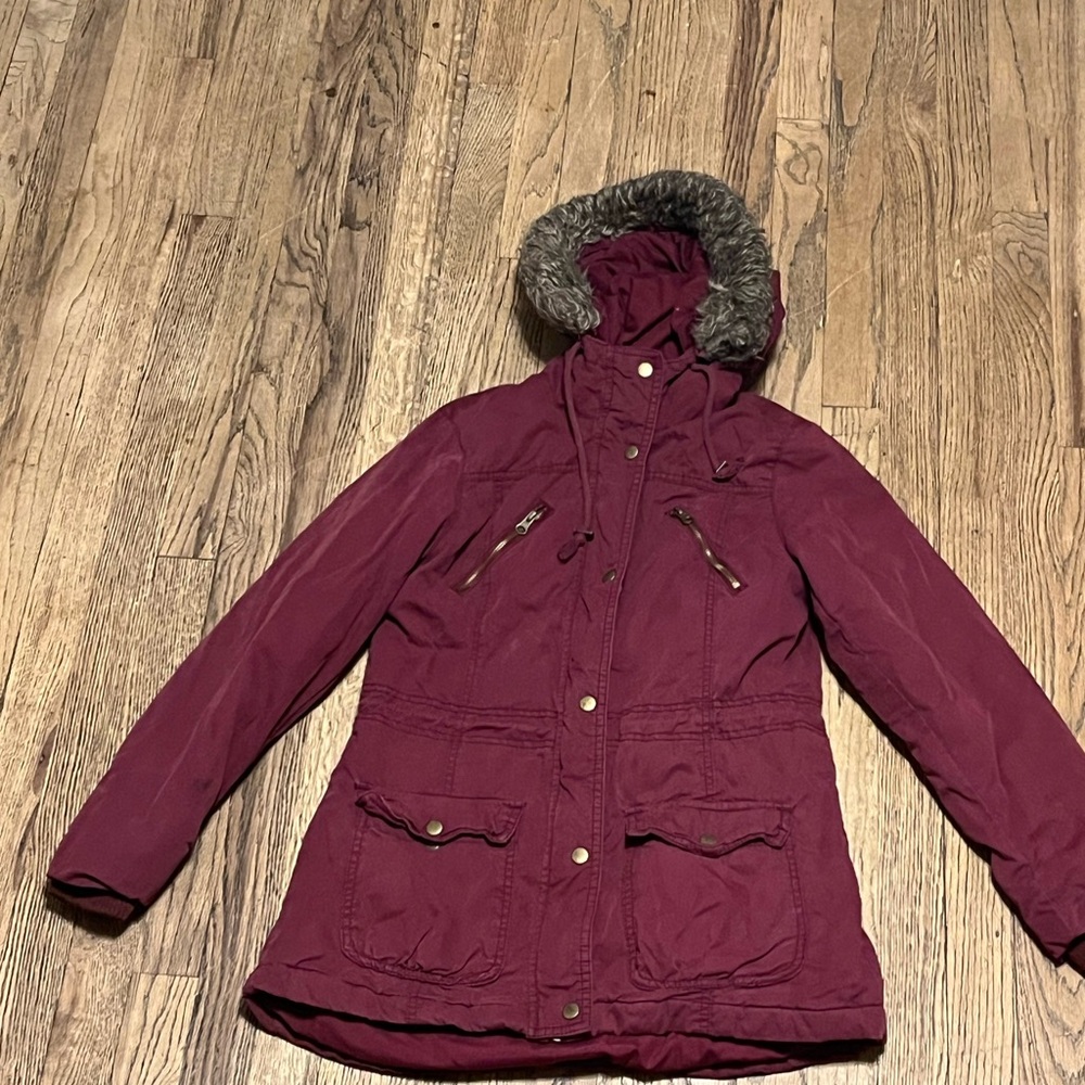 Mossimo Supply Co. Burgundy Hooded Utility Parka